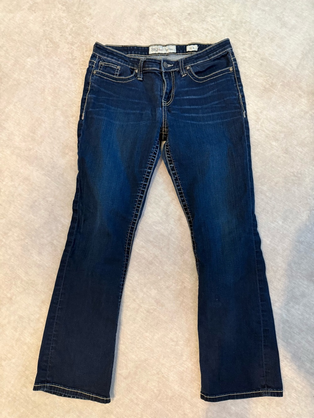 BKE Denim Layton Women’s 31R Dark Wash Bootcut Jeans Western Stretch